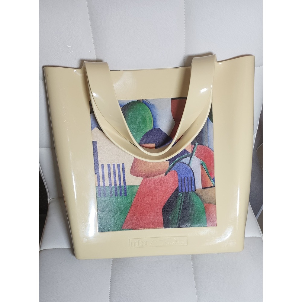Melissa Tarsila do Amaral Jelly Tote Bag Beige Abstract Art PVC Shoulder Bag